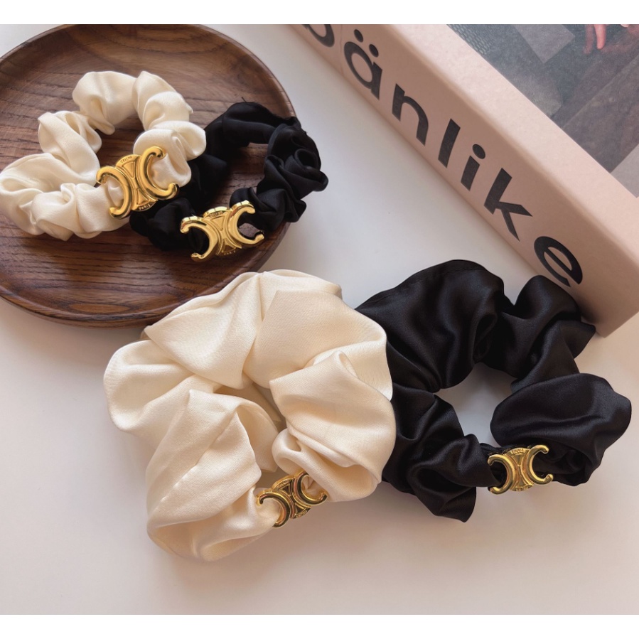 Caliloops Karet Ikat Rambut Scrunchie Korea Dewasa Polos Emas Afif