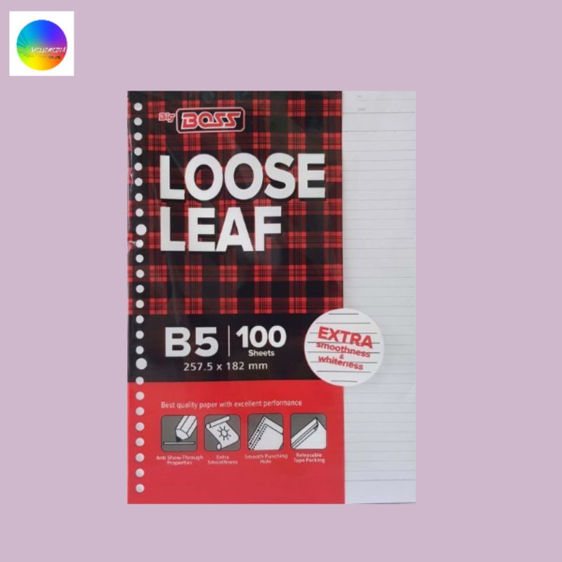

Loose Leaf B5 100 Big Boss Besar Bergaris / Kertas isi Binder File Ukuran B5 isi 100 Lembar Garis(ORIGINAL PRODUK)
