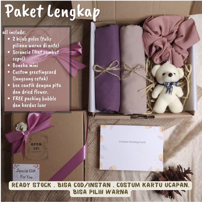 

[COD] [Hampers hijab premium polos] Hampers kerudung jilbab/ kado wisuda - Paket lengkap, dengan totebag