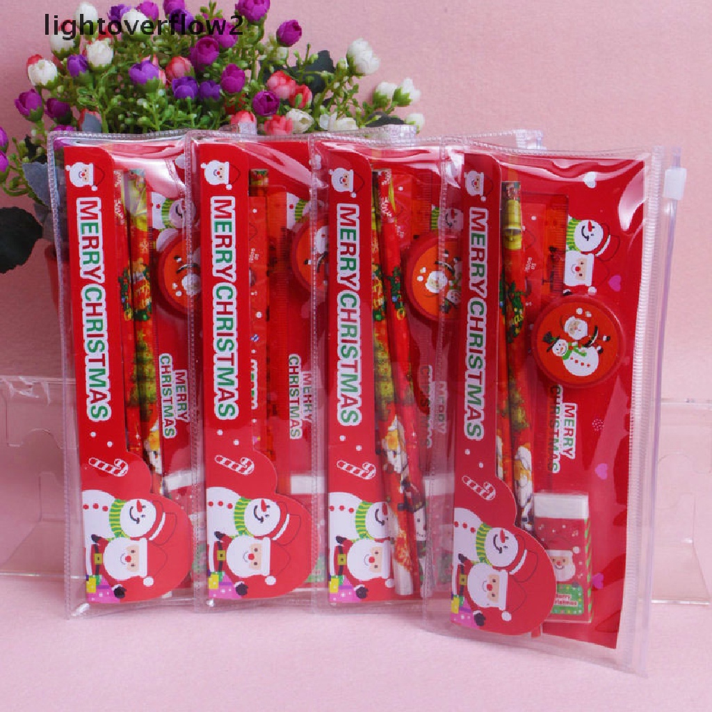 (lightoverflow2) 5pcs / Pak Rautan Pensil Motif Natal Untuk Stationery Sekolah / Hadiah