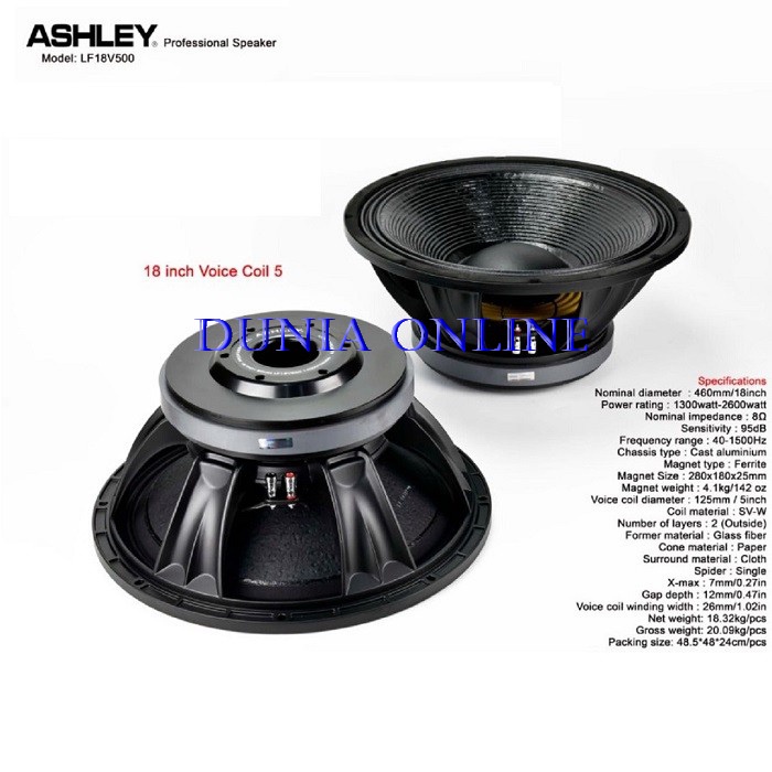 Speaker Component Ashley LF18 V500 Original Komponent Ashley LF18V500
