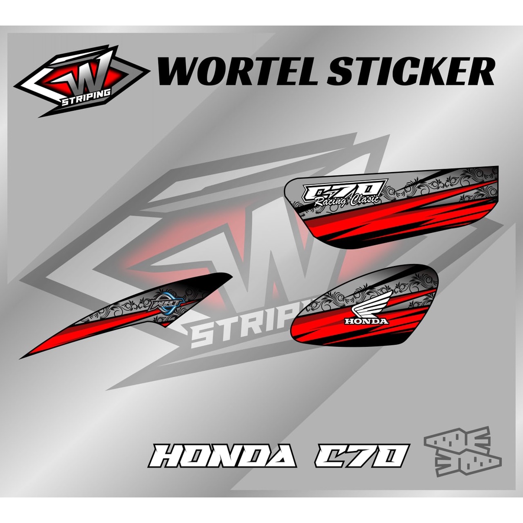 Striping C70-Stiker Hologram Decal honda C70 Racing Floral