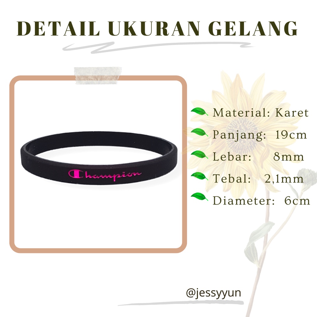 Gelang Tangan Pria - Gelang Karet Champion Bracelet Rubber Kasual Sport