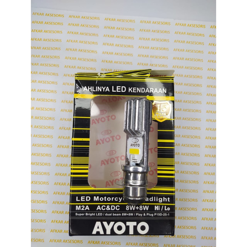 Lampu LED Motor H6 Hi-Lo 8W+8W AC DC AYOTO M2A BEBEK DAN MATIC - Putih