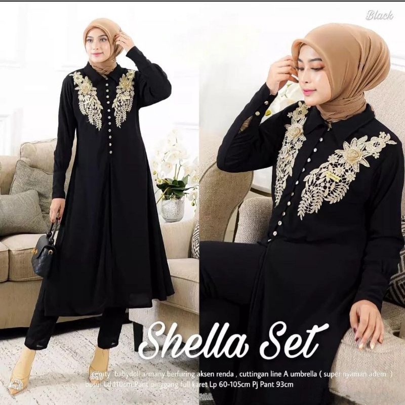 Fashion MUSLIM, baju wanita, baju stelan wanita, setelan, stelan, Baju stelan, fashion wanita, one set. Shella Set