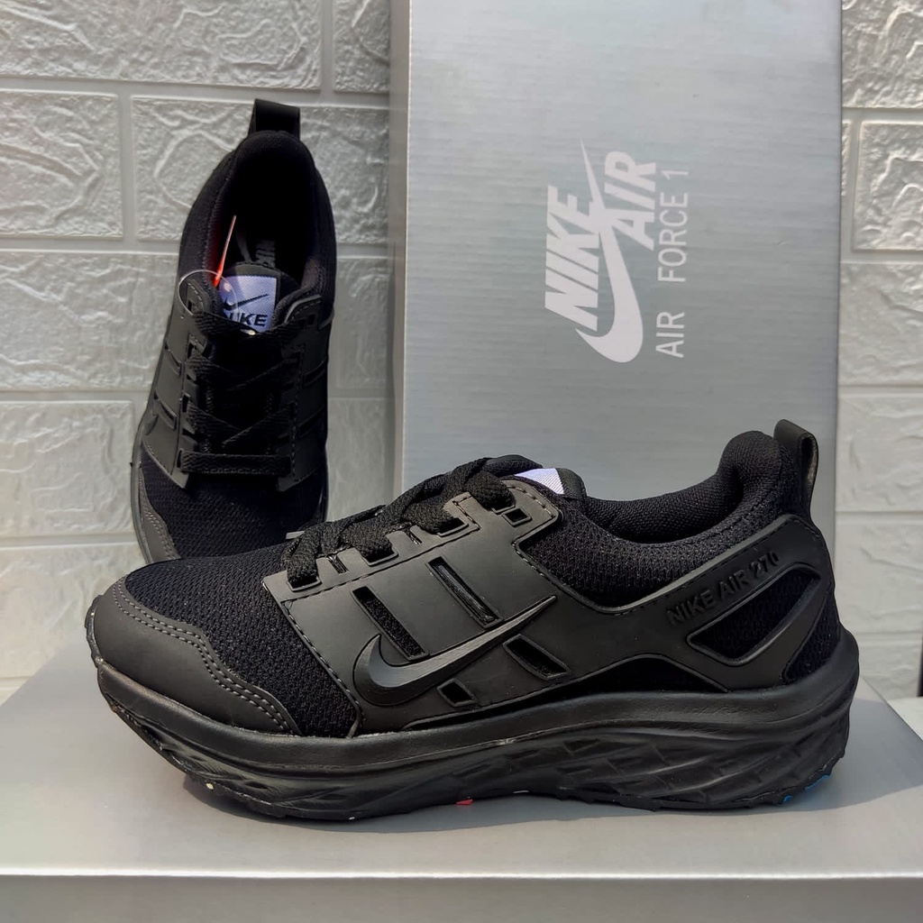 PROMO!! Sepatu Sekolah/Kuliah/Kerja Premium NIKE AIR 270 Hitam Polos TERBARU
