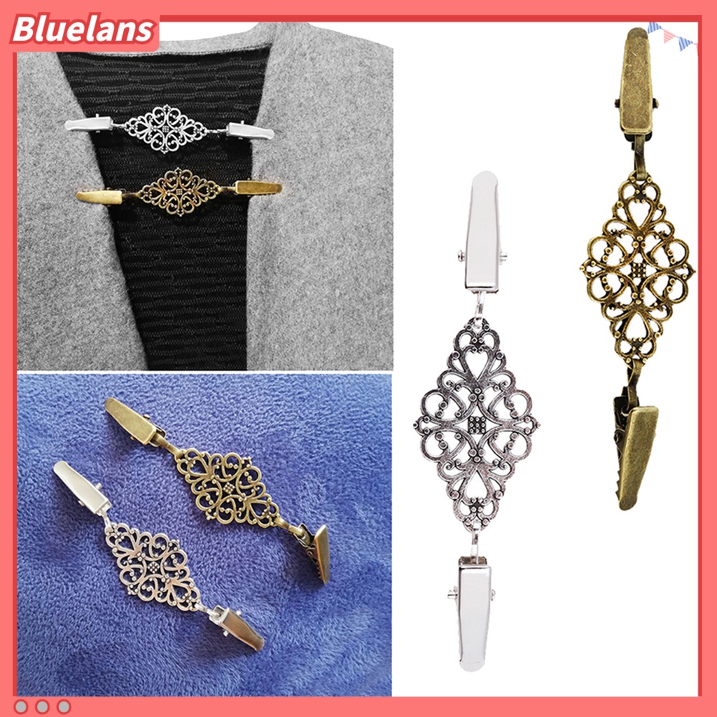 Bluelans Collar Clip Sturdy Rust-resistant Antique Pattern Vintage Collar Clip for Sweater