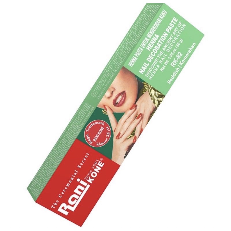 Henna Kutek Halal Untuk Sholat Rani Kone Nail Art Reddish kemerahan merah hijau