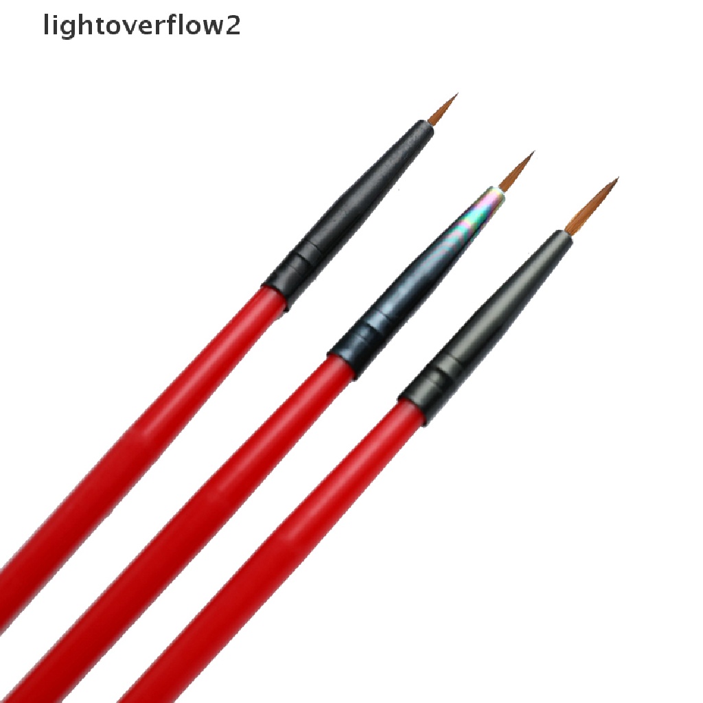 (lightoverflow2) 3pcs / Set Brush Pen Liner Tipis Untuk Gambar Hiasan Nail Art Diy