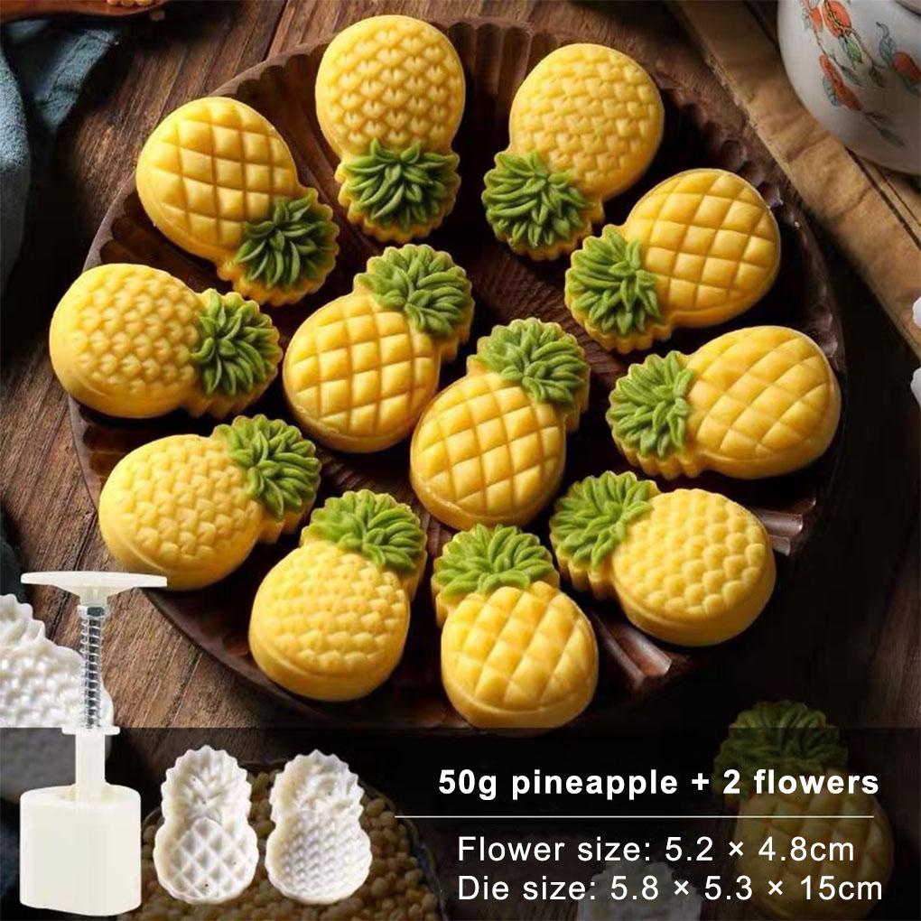 Cetakan Mooncake DIY Abs2 Perangko Nanas Dapat Disesuaikan Ditekan Tangan Kue Bulan Pastry Cetakan Genggam Mid-Autumn Festival Alat Baking