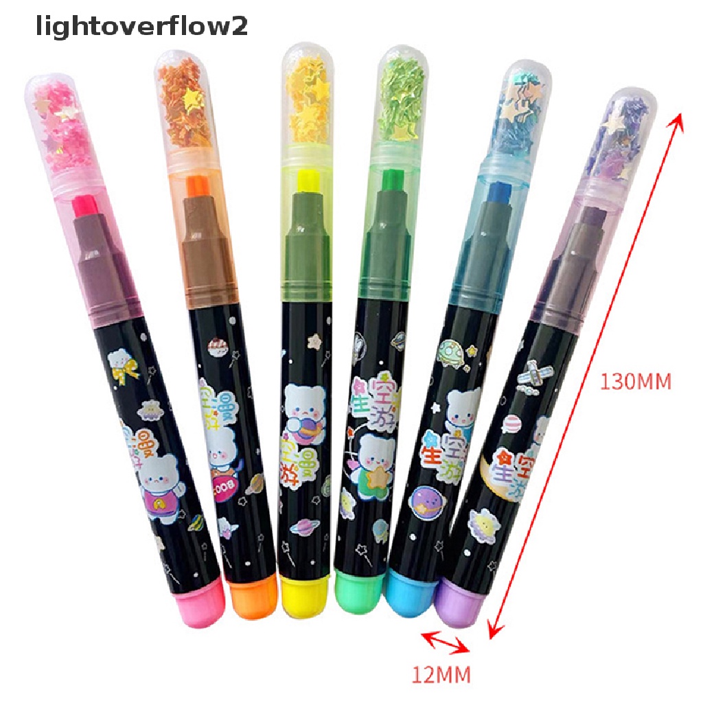 (lightoverflow2) 6 Warna / set Pulpen / Bolpoin Motif Bintang Kawaii Untuk Stationery / Sekolah / Hadiah