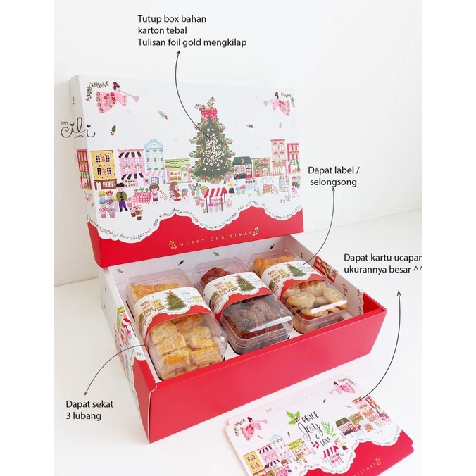 

Produk Terbaik] (3toples350 YUKIKO NATAL) DUS kotak kue kering christmas (isi 10 set)