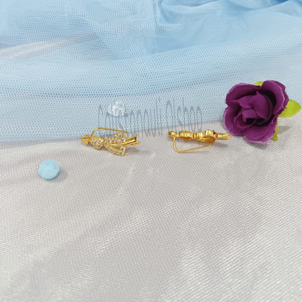 ANTING JALAR PERMATA WANITA DIAMOND PERHIASAN EMAS KOREA ANTI KARAT DAN ANTI LUNTUR