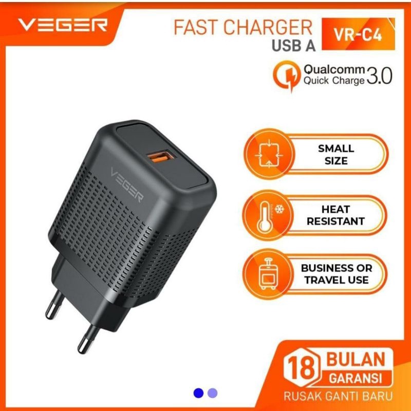 CHARGER VEGER VR - C4 MICRO FAST CHARGING QUALCOMM 3.0