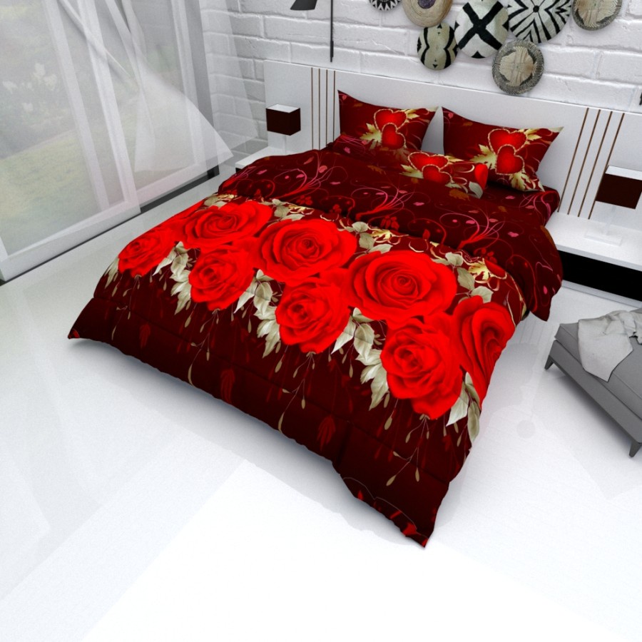 Endless Love Bed Cover Flat Fullset King 180 x 200 - Motif HEART ROSE