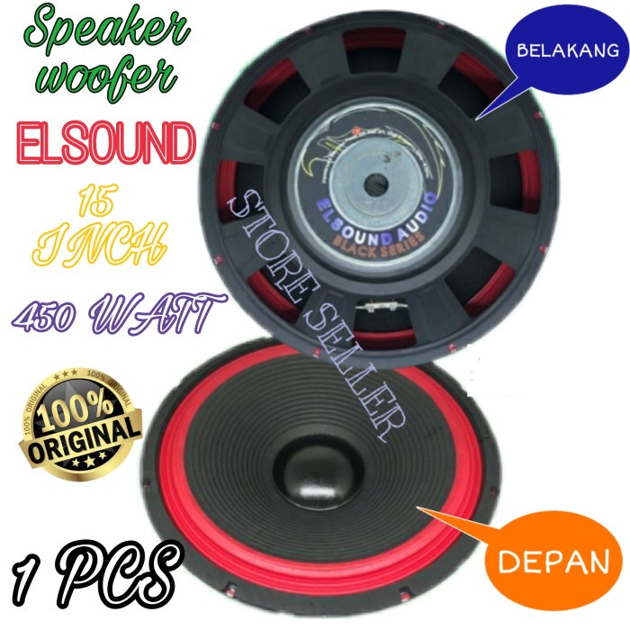 Speaker Woofer Elsound 15 Inch Red Series 450 Watt Original Murah Promo