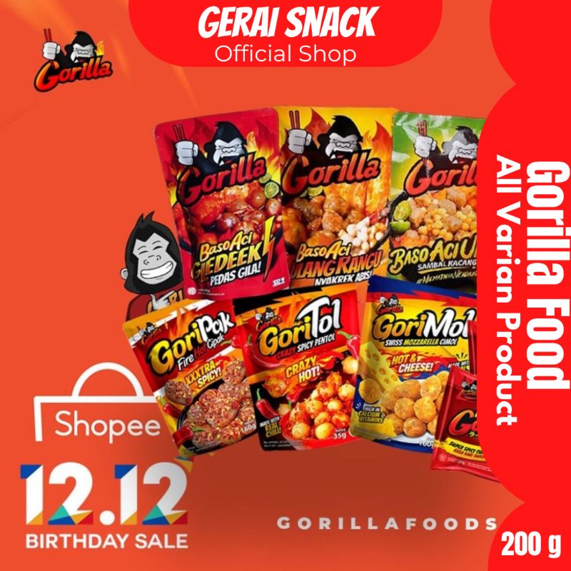 Gorilla Food - Baso Aci Gledek Pedas Gila I Baso Aci Tulang Rangu I Baso Urat Sambal Kacang 200 g