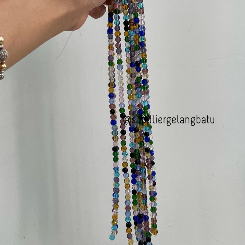 kristal bola dunia cutting 6mm multicolour ceko bulat craft beading