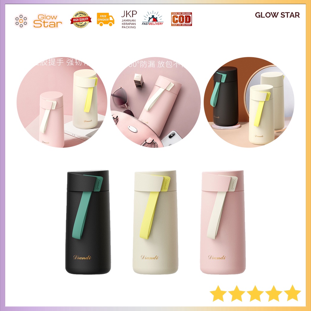 Thermos Termos Mini Gelas Diandi MIRG - 270 ml Botol Tumbler Kopi Teh Stainless Steel BPA Premium awet tahan lama Hitam Putih Pink Blue Hadiah Gift Premium