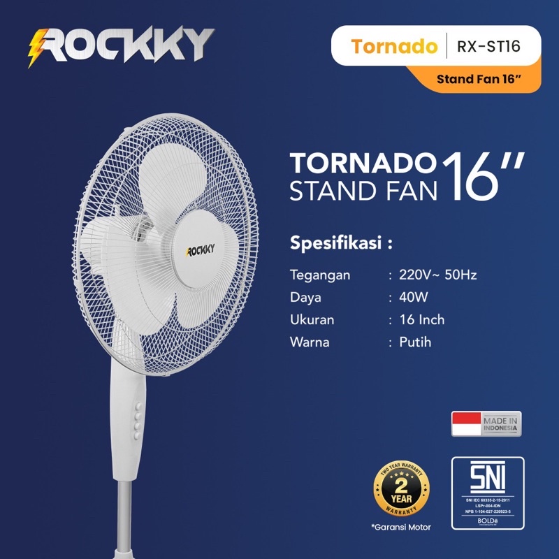 ROCKKY Kipas Angin Tornado 16 inch Garansi 2 Tahun