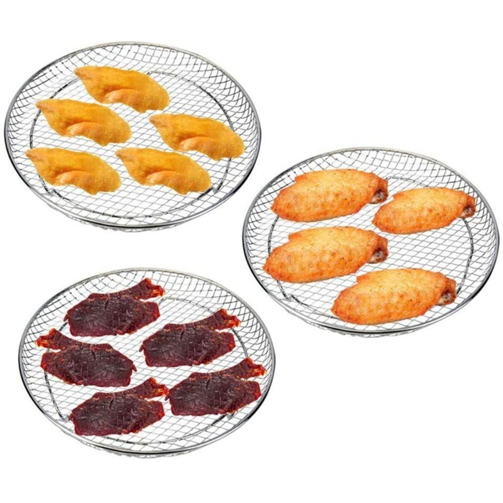 Solighter 3Pcs Air Fryer Rak Peralatan Masak Berkualitas Tinggi Cocok Semua Air Fryer Three Stackable