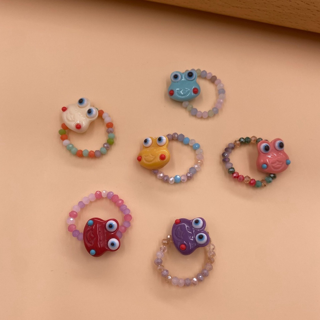 Cincin Elastis Handmade Desain Kartun Kodok Kecil Untuk Wanita