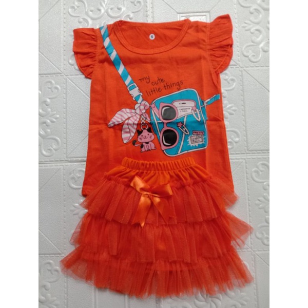 SETELAN ROK TUTU DAN KAOS RUFFLE USIA 0-1,5TH