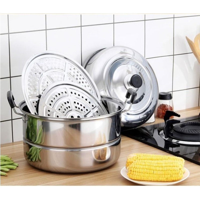 Panci Steamer Stainless 2 Tingkat Kukusan Stainless Steel Panci Kukus 2 Tingkat  ZG-2 WHFURNITURE