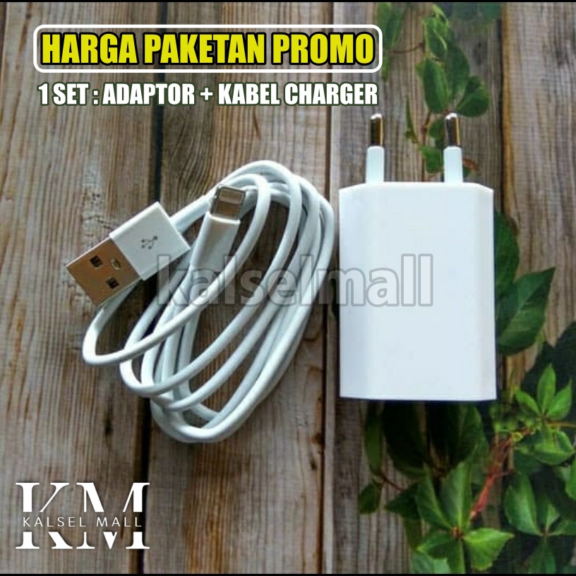 1 Set Paket Charger Iphone Adaptor + Kabel Data Adapter Batok Kepala Charger Casan Chargeran Cesan Chasan Fast Charging Lightning Travel Charger Ori 100% Lightning Aipon 5/5s/6/6s/6+/7/7+/8/8+/X/Xs//XR/11/11PRO/12/Pro/HP26