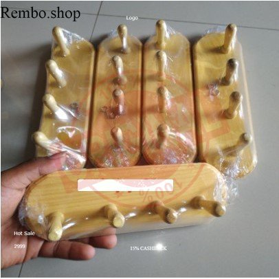 gantungan kunci kayu / gantungan dinding kayu 4 kait custom / kapstok baju unik / kapstok serbaguna