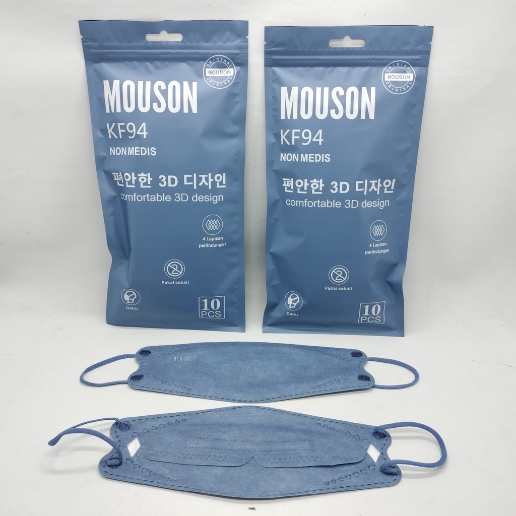 Masker Mouson KF94 Warna Hitam Putih Abu Biru Merah Love Careion