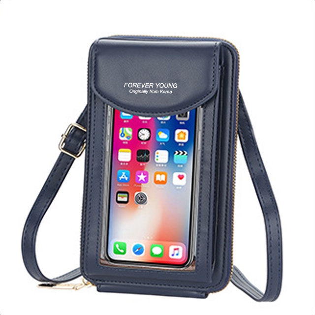 Pocket HPO Wanita Transparan  Gratis Tali Selempang Bisa Di Atur Kulit Sintetis Bisa Charging dan Headshet Model Import Korea