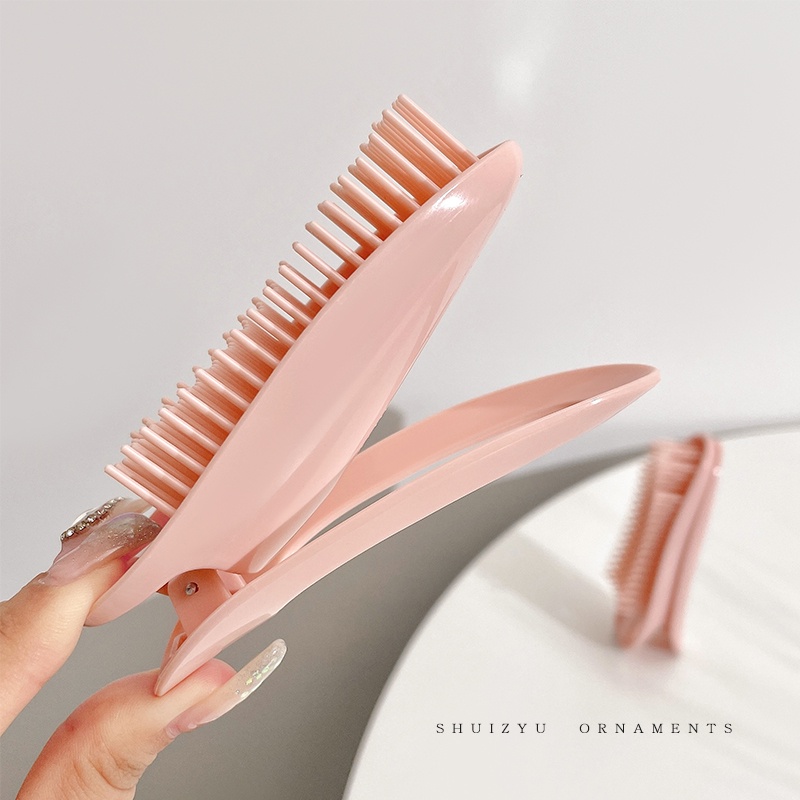 Jepit Rambut Poni Keriting Fluffy Warna Pink Gaya Korea