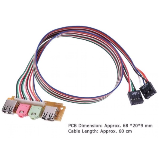 2 USB 2.0 Port Casing Komputer PC Panel Depan USB Mikrofon Audio Kabel