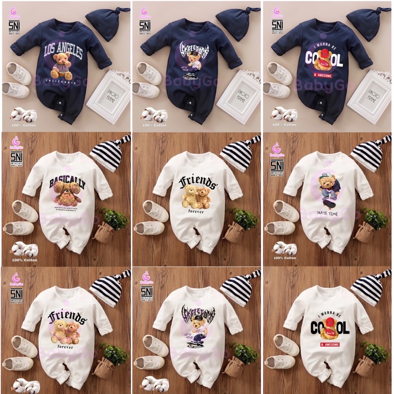 BabyGo Jumper bayi Fashion  Gratis Topi [SNI] 100% Cotton