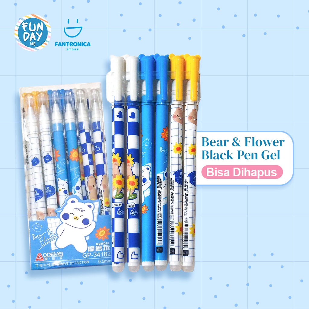 

Pen Bisa hapus / Pen Gel Hapus / Pen Erasable / Fancy Pen Erasable Lucu Motif Bear and Flowers