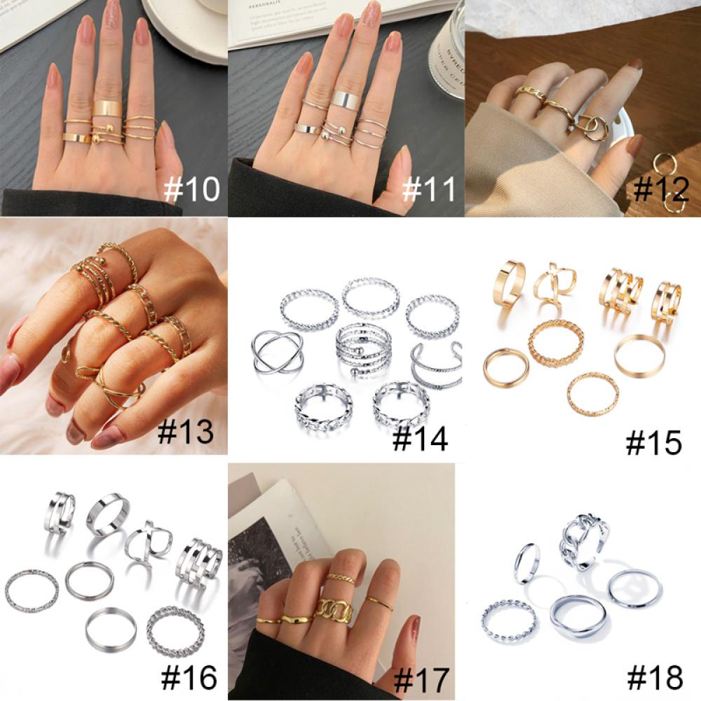 Timekey Set Cincin Tumpuk Simple Kreatif Untuk Wanita J9O1