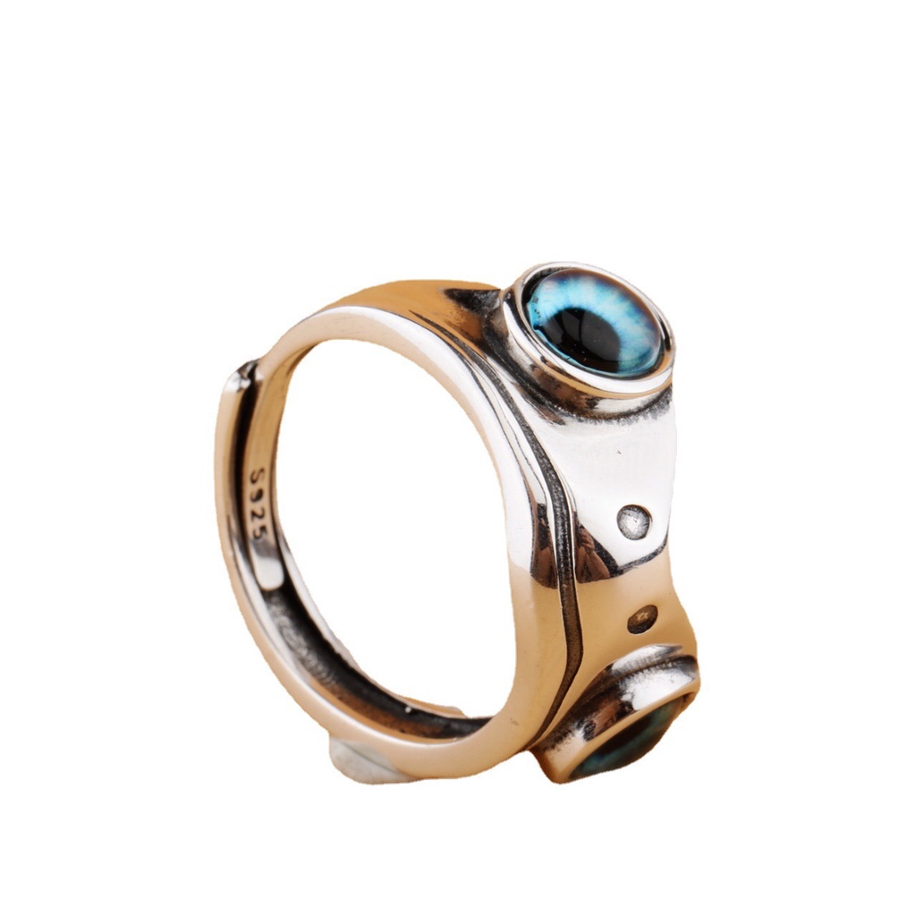 Devil's Eye Ring Blue Eyes Frog Three-dimensional Shape Hip Hop Opening Ring