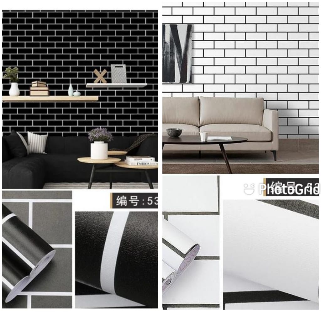 WallpaperStiker Dinding Kamar Motif Keramik Untuk Dekorasi Kamar Ruang Tamu Pelapis Kayu Plafon Atap