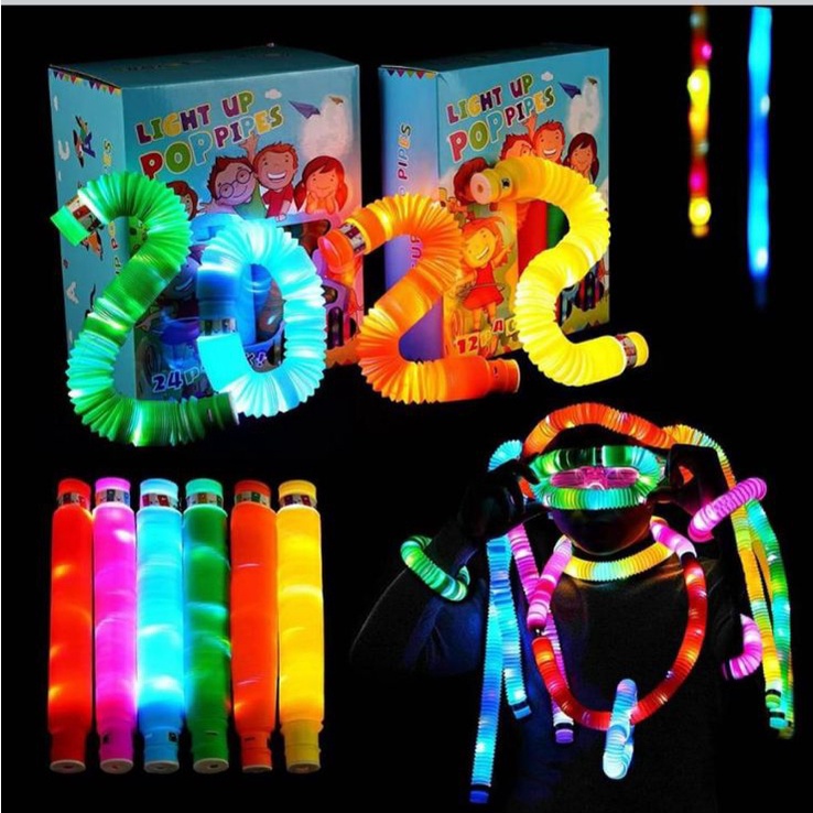 Mainan Viral CEV Light Up Pop Tubes Pop Pipes Mainan Lampu Stick Pipa Selang Led Fidget Toy