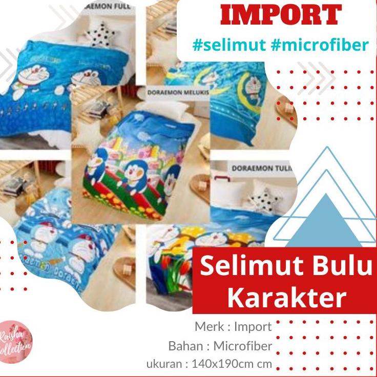 RC Selimut Bulu Karakter anak Free Tas Mika {BLK.18Oc22n}
