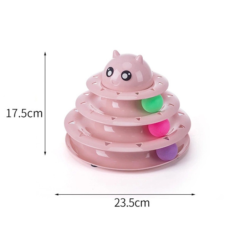 Hugopet Menara Mainan Kucing Mainan Tower Track Bola Untuk Kucing 3 Tingkat Bola Putar Circular Play Toy  Mainan Tingkat Bola Kucing