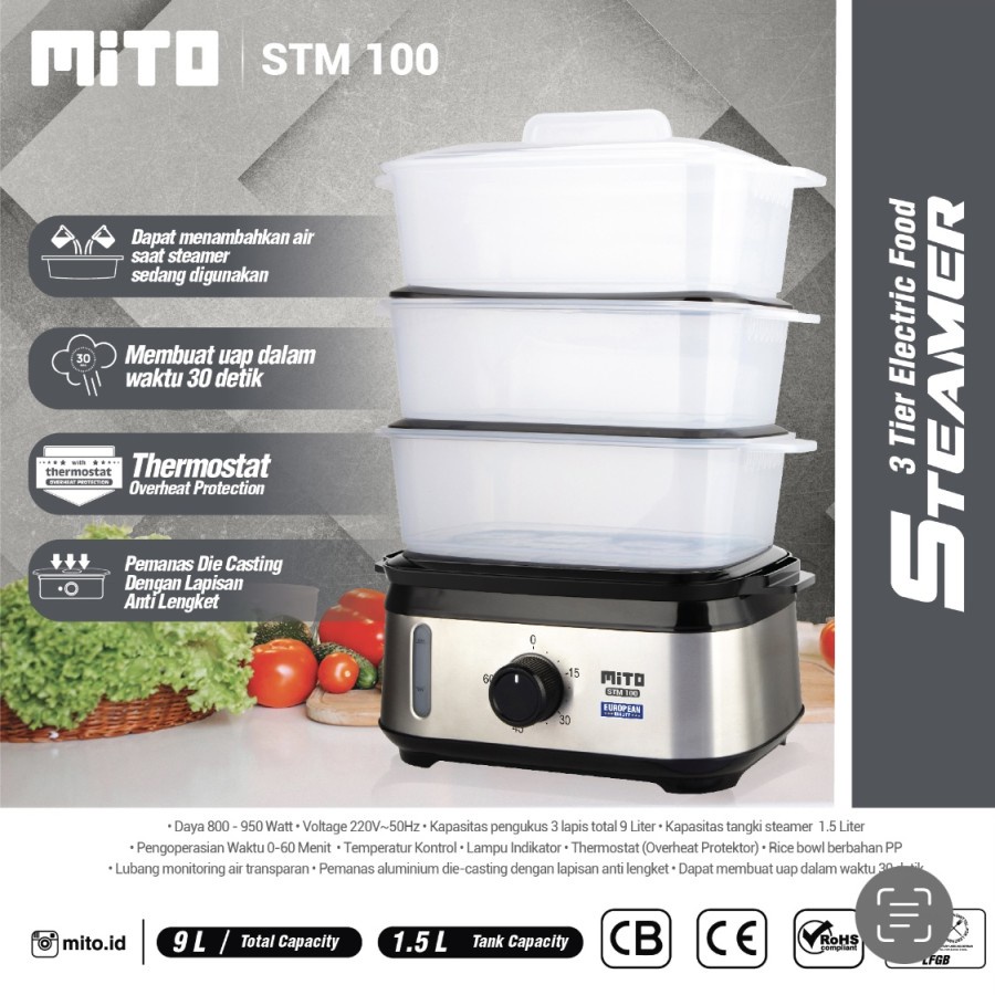 Mito Electric Food Steamer STM100 Pengukus Makanan Listrik STM 100