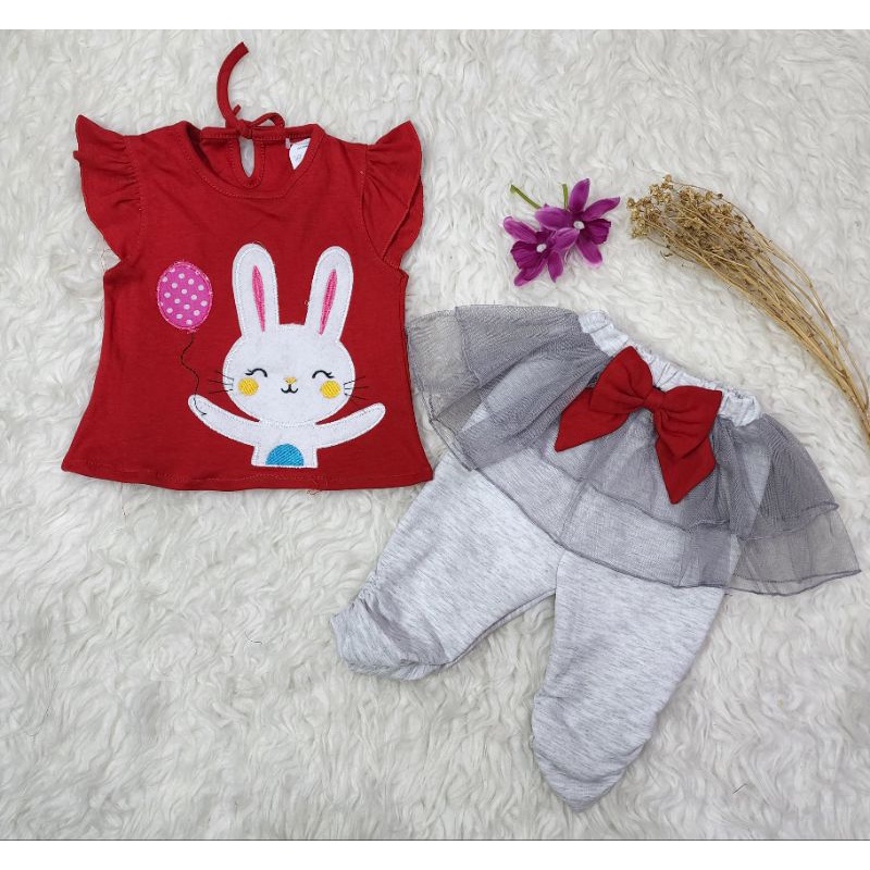 Baju bayi perempuan stelan celana tutu baby girl