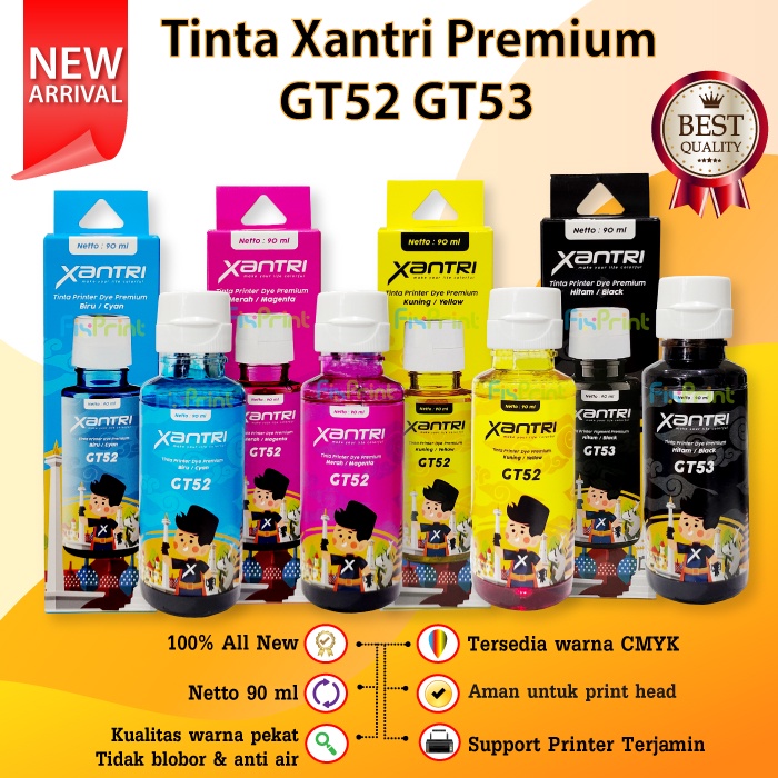 Tinta Premium Merk Xantri GT53 GT52 90ml, All In One Ink Tank 115 310 315 319 350 415 419 410 Smart Tank 450 510 550 610