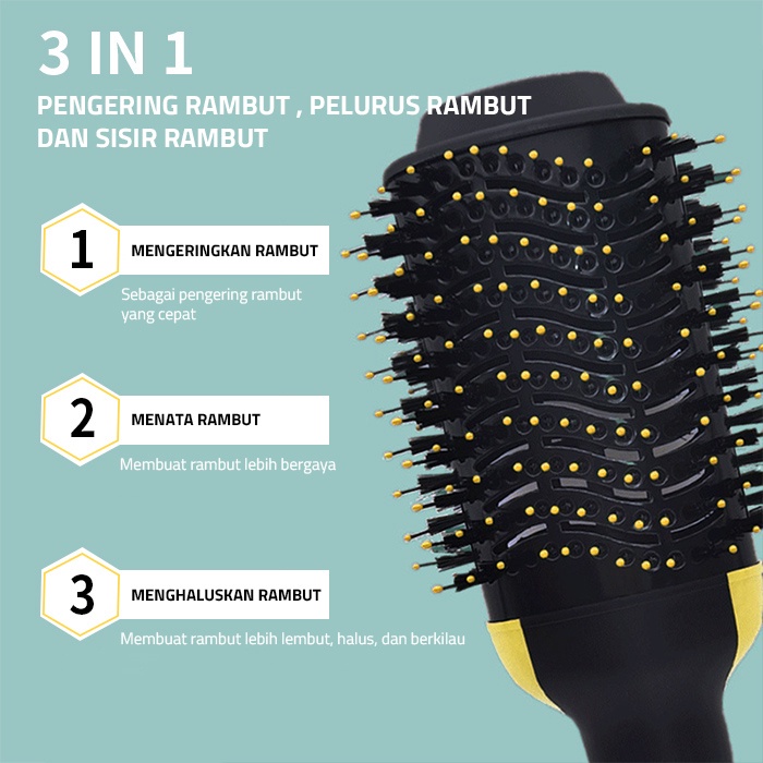 GM Bear Sisir Elektrik Penata Rambut (3in1) 1607 - Professional Blowout Hair Dryer Brush