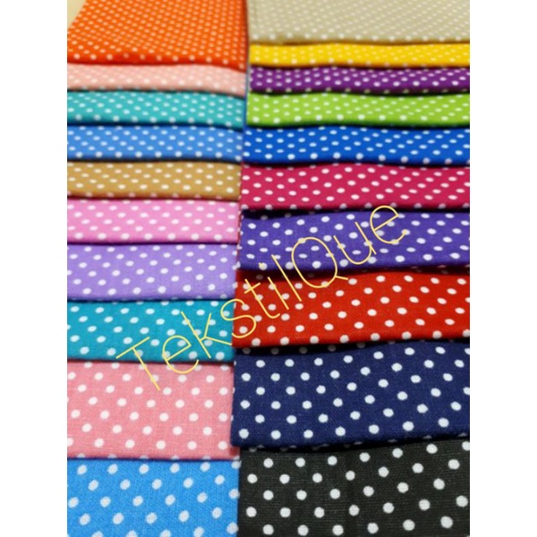 [L240] BAHAN KAIN SPREI METERAN KATUN CVC MOTIF POLKADOT baby Dottie PIYAMA GORDEN DRESS