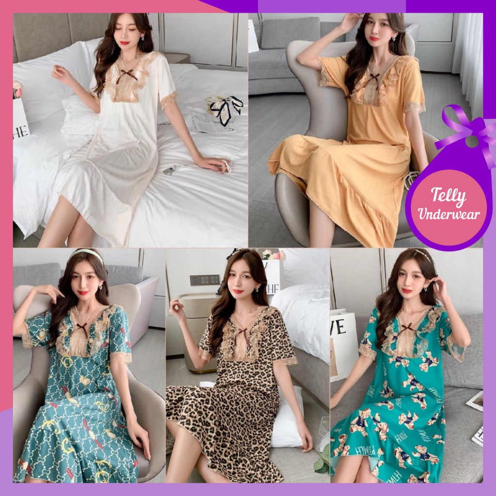 TELLY ➡️ 335 Daster Renda Sexy V sharp Kekinian 2022 Pijama wanita import