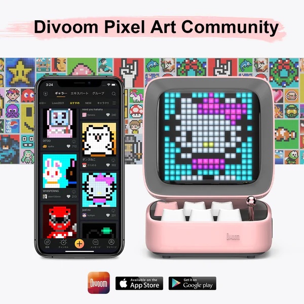 Divoom Ditoo Plus Retro Pixel Art Game Bluetooth Speaker - Garansi Resmi Divoom Indonesia 1 Tahun