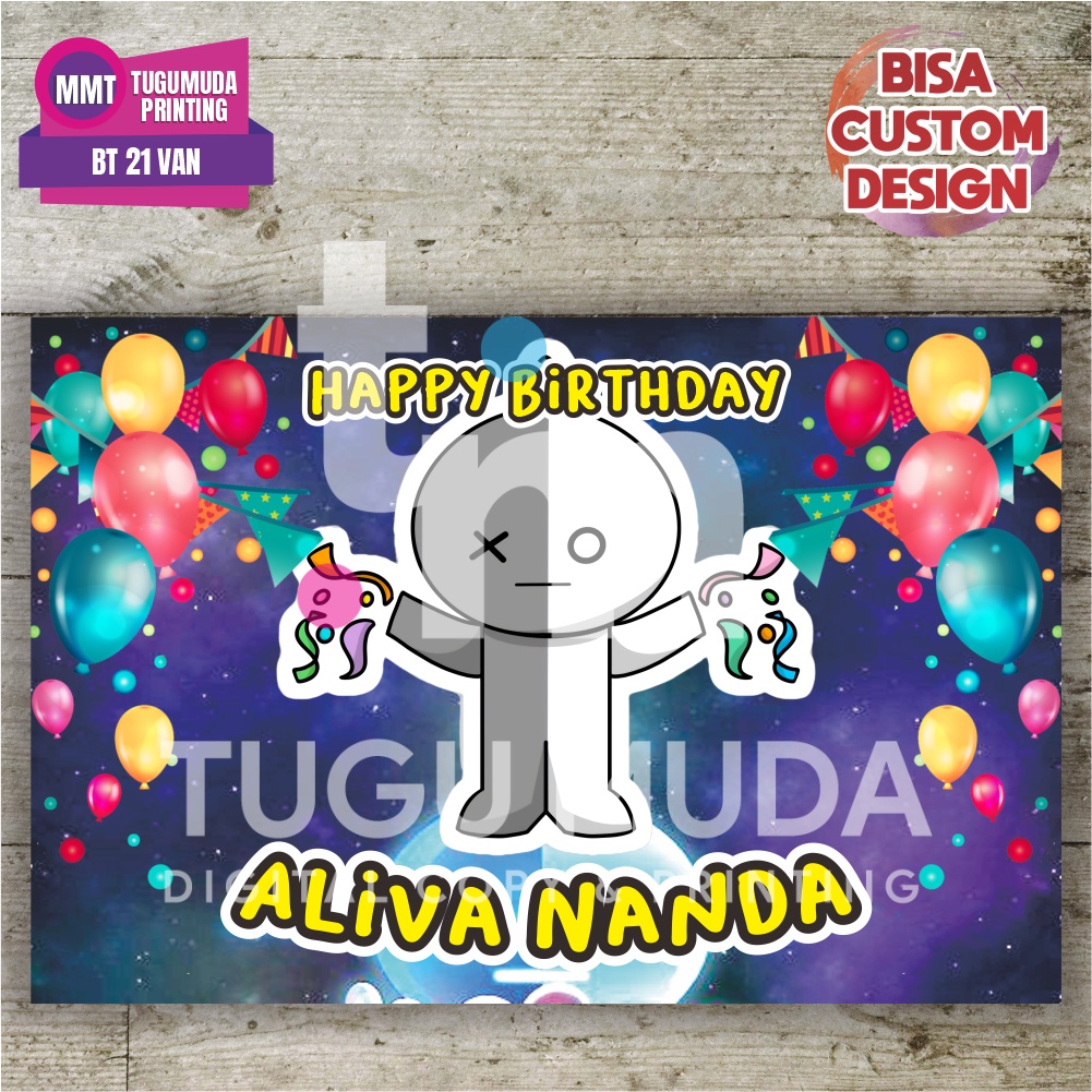 Cetak Banner|Backdrop|Spanduk Ultah / Ulang Tahun Anak - BT21 VAN BIRTHDAY